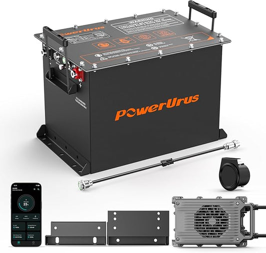 48V 100Ah Lithium Golf Cart Battery, 48V 100Ah LiFePO4 Battery, Built-in Max 300A BMS, with LCD Monitor & Mobile APP & 48V 15A Lithium Battery Charger, 4000+ Cycles, Perfect for Golf Carts
