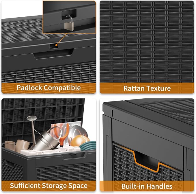 PatioZen 30 Gallon Resin Deck Box, Lockable Patio Outdoor Storage Box - Image 5
