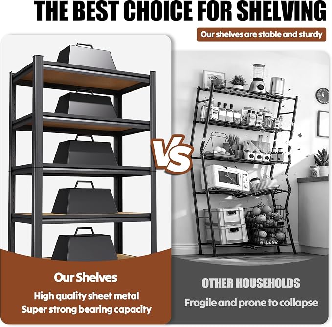 Storge Shelves 3-Tier Metal Shelving Unit, Adjustable Steel Shelves, Boltless - Image 6