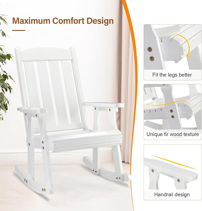 VINGLI Outdoor Rocking Chair Set of 2, Heavy Duty 600 LBS Rocker, Weatherproof - Image 6