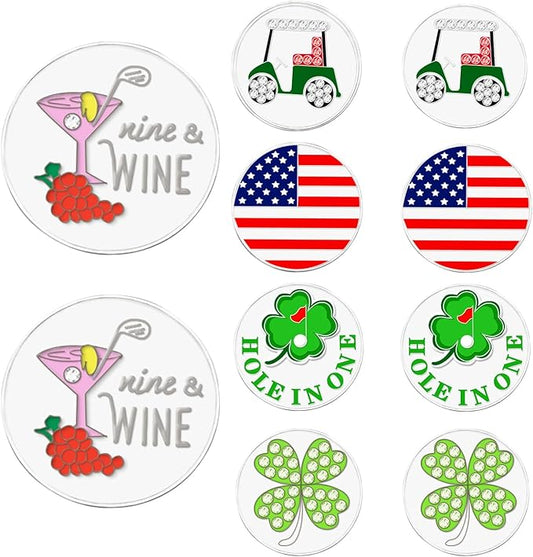 Amy Sport Golf Ball Markers Assorted Patterns Fits All Magnetic Golf Tools Value Set, Alloy Soft Enamel Technique Marker for Hat Clips Gloves Golf Divot Tools Marks