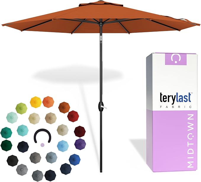 Midtown Umbrellas 10-Year-No-Fade - 8 Ft - UV Proof Dark Orange Polyester by MidtownUmbrellas