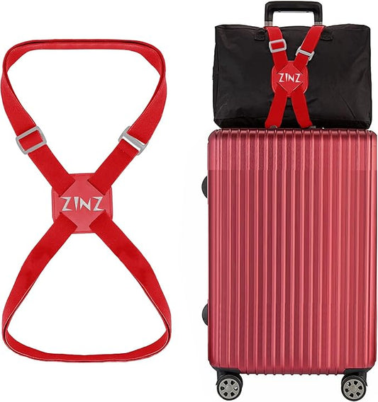 ZINZ Luggage Strap, High Elastic Suitcase Belt Adjustable Bag Bungees for Easier Travel，Red