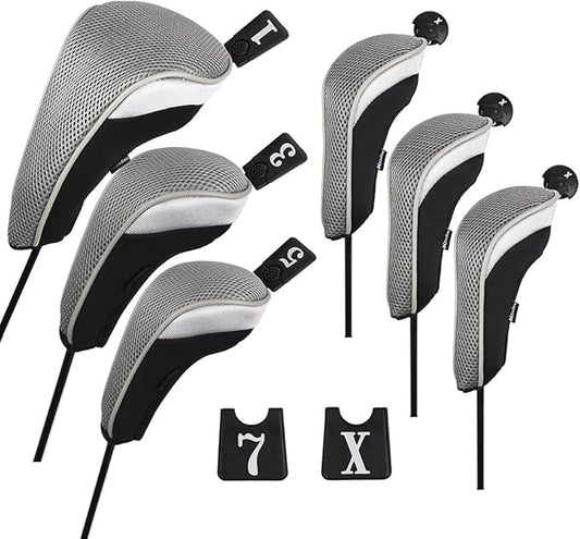 Andux 6pcs/Set Golf Club Head Covers Woods Driver Fairway Hybrid Set (3 Hybrids + 3 Woods)