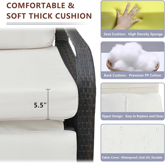 Outdoor Recliner, Aluminum Frame Patio Chaise Lounge Chairs - Image 4