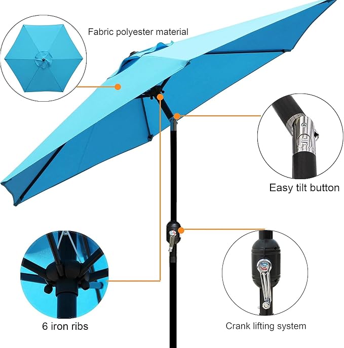 7.5 ft Patio Umbrella, Yard Umbrella, Outdoor Market Umbrella - Image 2