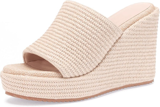 VICKI·VICKI Wedges for Women Platform Sandals Wedge Heels for Sandals Comfortable Summer Espadrille Shoes Ankle Strap&Open Toe