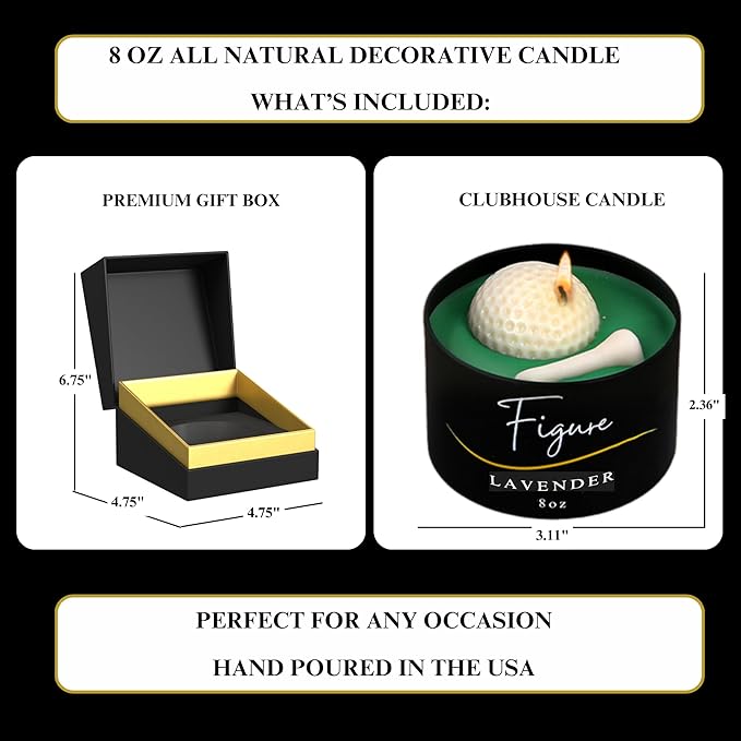 All-Natural Golf Candle – Lavender Scent | Hand-Poured in The USA | Beeswax & Soy Wax | Essential Oils | 100% Beeswax Wick | Premium Gift Box | Candle Gifts for Men & Women| Aromatherapy Benefits