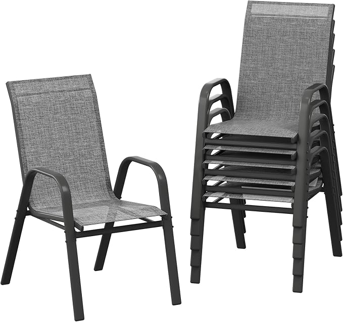 Patio Chairs Set of 6, Stackable Chairs by GarveeLife
