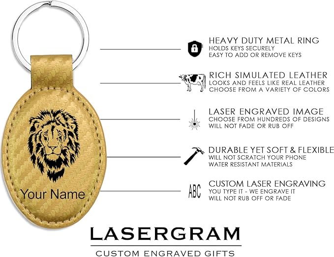 LaserGram Oval Keychain, Disc Golf, Personalized Engraving Included
