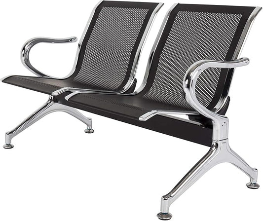 kinbor Waiting Room Chairs - 2 Seat Office Guest Chair Waiting Room Bench Furniture with Armrest for Clinic, Bank, Airport, Black