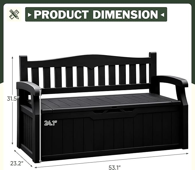Flamaker 80 Gallon Storage Bench, Deck Box - Image 3