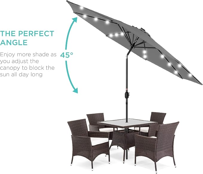 Best Choice Products 10ft Solar Polyester LED Lighted Patio Umbrella w/Tilt - Image 2