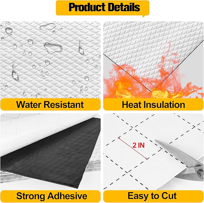MYFAMIREA 18 sqft Car Sound Deadening, Sound Deading Material Mat for Car 80mil(2mm), Butyl Automotive Sound Deadening with Self-Adhesive, Noise Insulation and Dampening, Auto Deadener for Trunk, 17P