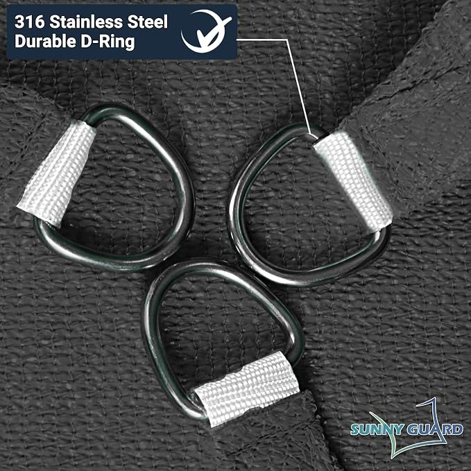 SUNNY GUARD 12' x 12' Rectangle Shade Sail 95% UV Block Outdoor Canopy | Sun - Image 6