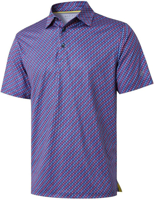 Golf Shirts for Men Dry Fit Short Sleeve Print Performance Moisture Wicking Polo Shirt