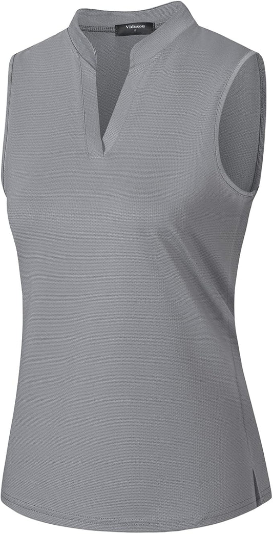 Womens Sleeveless Golf Polo Shirts Lightweight Tennis Sport Tops