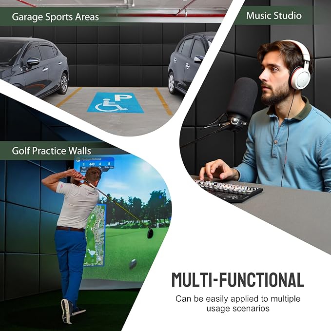 12 Pack Golf Wall Padding Panels Golf Enclosure Padding, 20"x20"x2" High-Density Impact Protection for Indoor Wall Pad, Kids Playrooms & Sports Areas, Gym Wall pad