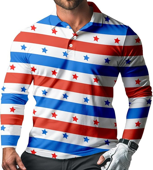 Men's Long Sleeve Golf Shirt Quick Dry 3 Button Work Fishing Outdoor Casual Collar Shirt