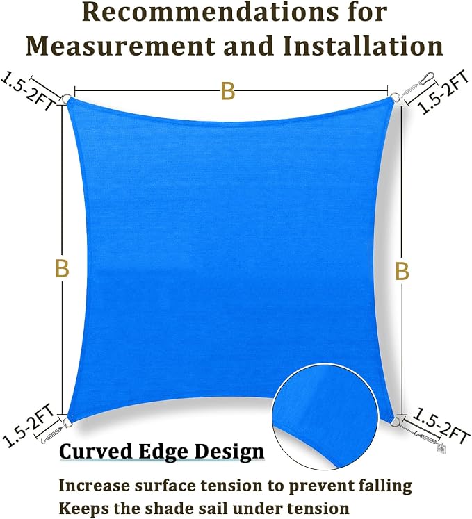 Shade&Beyond 9'x9' Sun Shade Sail Canopy Square, UV Block Breathable Curved - Image 5