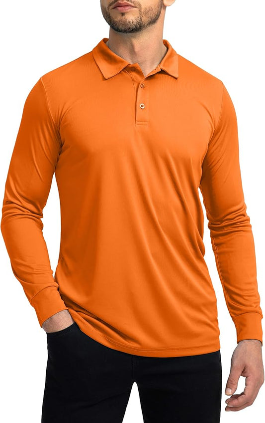 Men's Polo Shirt Long Sleeve Golf Shirts Lightweight UPF 50+ Sun Protection Cool Shirts for Men Work Fishing Outdoor