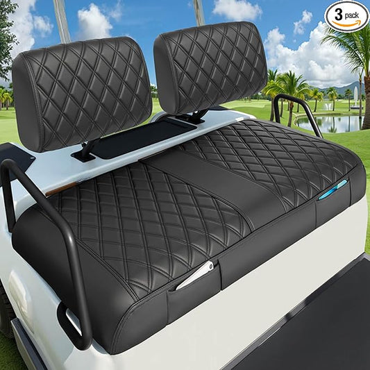 Golf Cart Seat Covers Front for Yamaha G2 G8 G9 G11 G14 G16 G19 G20 G22 Golf Carts Made Thick Premium Marine Leather with Custom Diamond Anti-Scratch/Anti-Fading/Easy to Install
