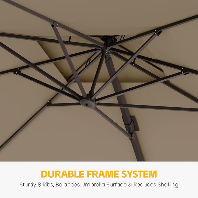 10x10 FT Patio Cantilever Umbrella, Rectangular Heavy Duty Offset Umbrella - Image 5