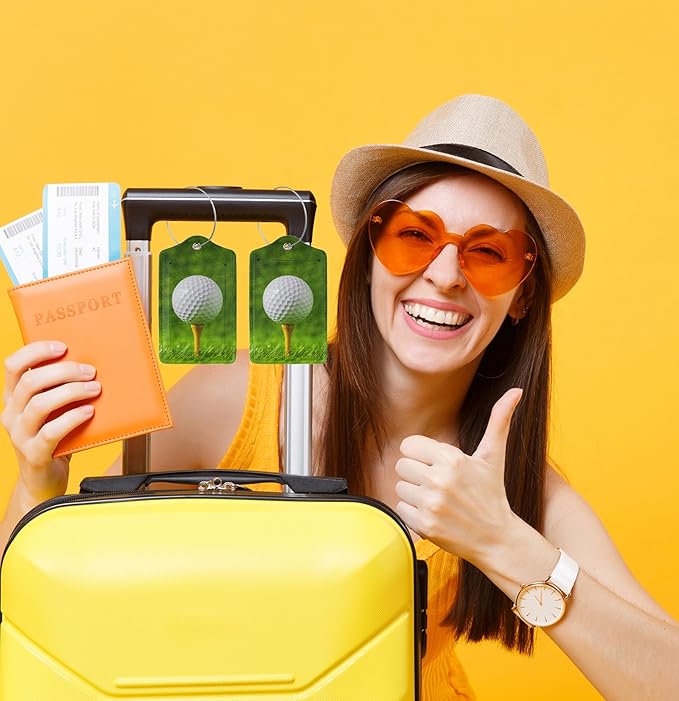Luggage Tags for Suitcase 2 Pack Golf Ball Luggage Tag with Privacy Flap Name ID Label and Metal Loop for Women Men Teens Travel