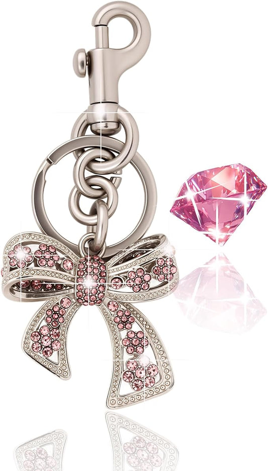 Heart Bag Charm,Cute Bowknot Bag Charm Keyring Heart Keychain Bag Accessories for Women