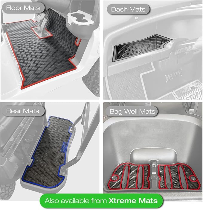 Xtreme Mats Club Car Compatible Golf Cart Mat, Full Coverage Rubber Floor Liner - Fits Club Car DS (1982-2013) and Villager (1982-2018) - All Black