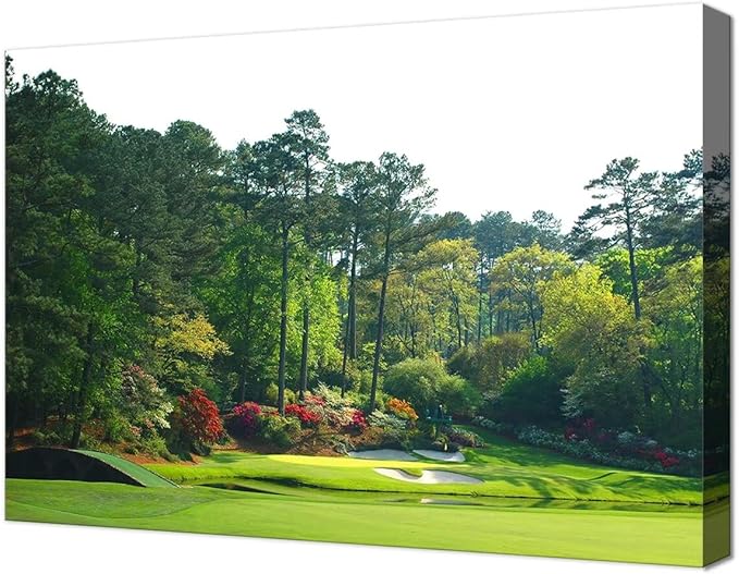 Augusta Golf Course Wall Art Golf Course Picture Poster Canvas Prints - Golf Wall Decor for Living Room Bedroom Home Decorations Framed Artwork Ready to Hang(24''H x 36''W)