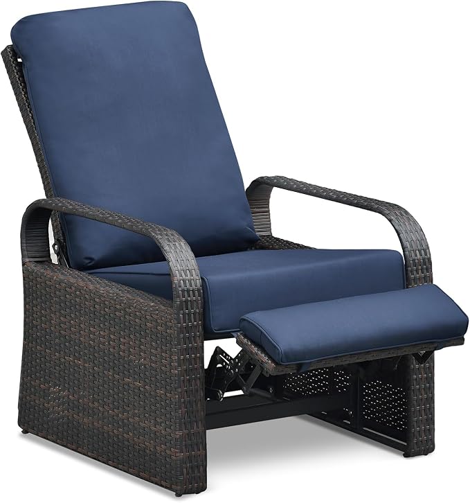 Indoor Outdoor All-Weather PE Wicker Adjustable Reclining Lounge Chair by ATRARTTOREAL