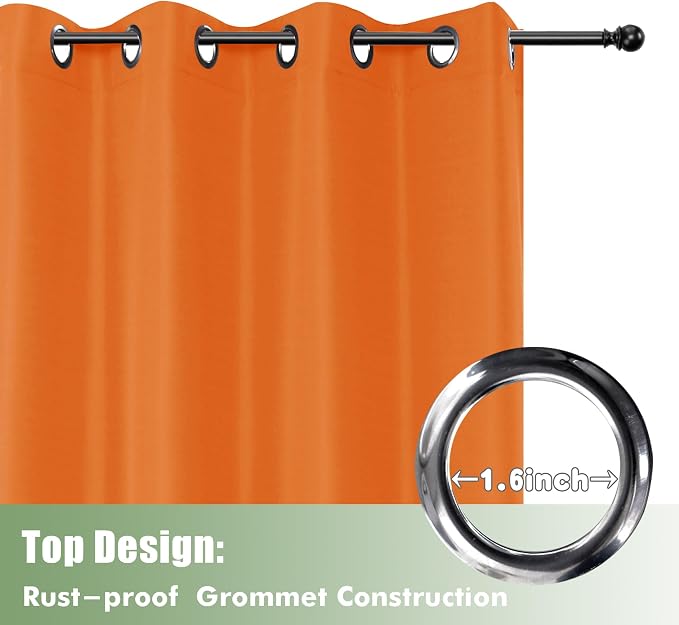 Outdoor Curtains for Patio Waterproof 6 Pcs 54x84 Inch Mecca Orange | Outsides - Image 4