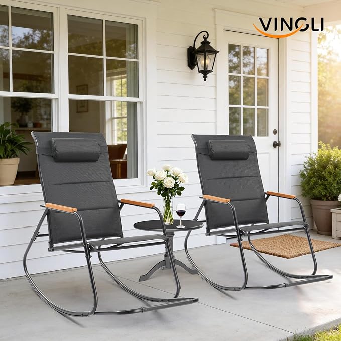 VINGLI Outdoor Rocking Chair, Textilene Mesh Patio Rocker, Outdoor Rocker - Image 7