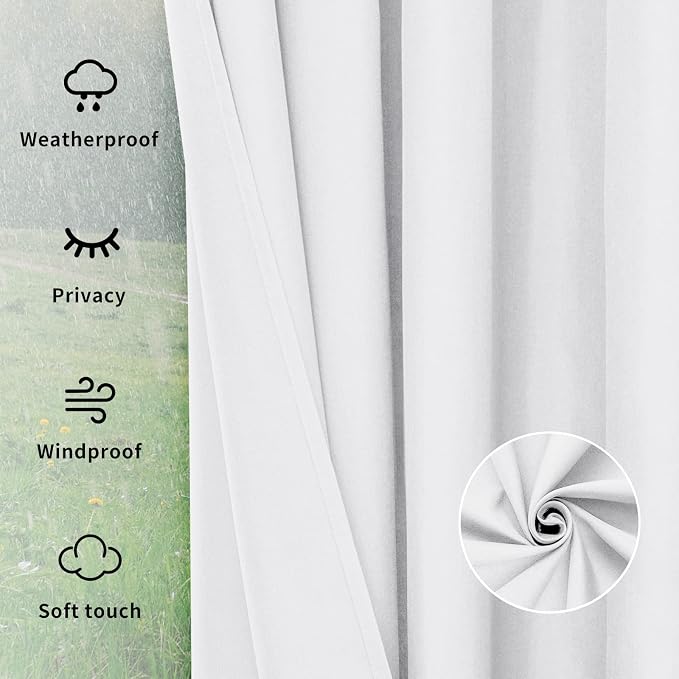 Easy-Going Outdoor Curtains for Patio 1 Panel, 150x96 inch, Weatherproof - Image 6