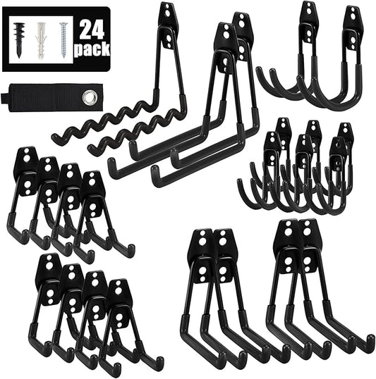 AOBEN Garage Hooks Heavy Duty, Steel Garage Storage Hooks, Utility Tool Hangers and Combinable Wall Mount Garage Hooks for Organizing Ladders, Bikes, Hoses, and More Equipment (Small J, 5 Pack)