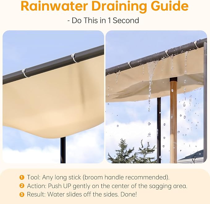10x10 Lean to Pergola Outdoor Gazebo - Image 3