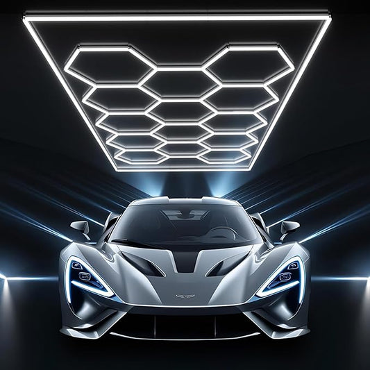 JTT Hexagon Garage Lights, 736W 73600LM LED Garage Hexagon Lights,6500K Super Bright Car Detailing Ceiling LED Shop Light for Basement, Warehouse, Auto Beauty Shop, Car Detailing Shop, Gym etc