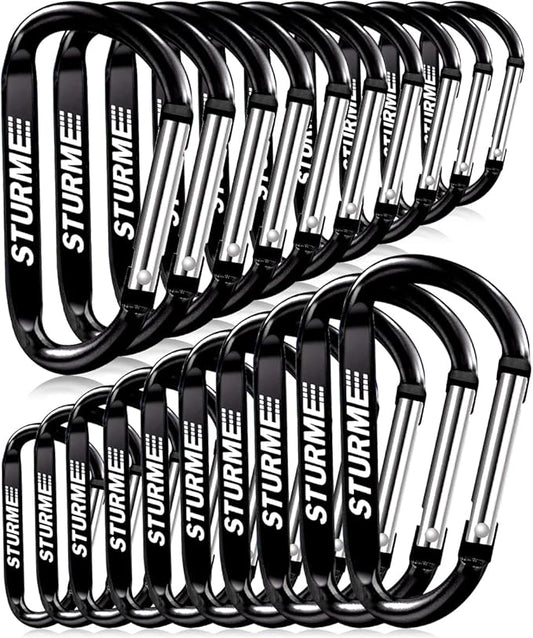 20pcs 2.7" Carabiner Clip Durable Carabeaner Hooks Small Carabiner D Clip