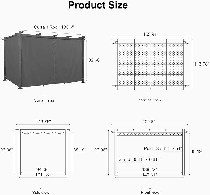 PURPLE LEAF Outdoor Aluminum Pergola 10'x13' - Image 7