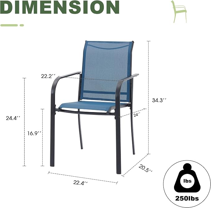 Outdoor Chairs Set of 8, Stackable Patio Dining Chairs - Image 3
