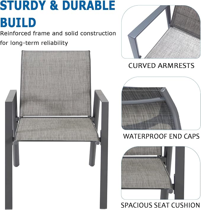 Outdoor Patio Chairs Set of 8, Lightweight Patio Set - Image 5