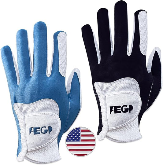Golf Glove, Men's Players,Left Handed Glove,Japan New Synthetic Leather,resisti Flexible. Stretchy Lycra,Breathability Works Well, Fit, Durable. Value 2 - Pack Golf Gloves.Size M-L-XL
