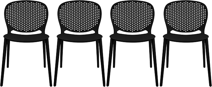2xhome Set of 4 Patio Dining Chairs | Modern Stackable Outdoor Pool Side Chair by 2xhome