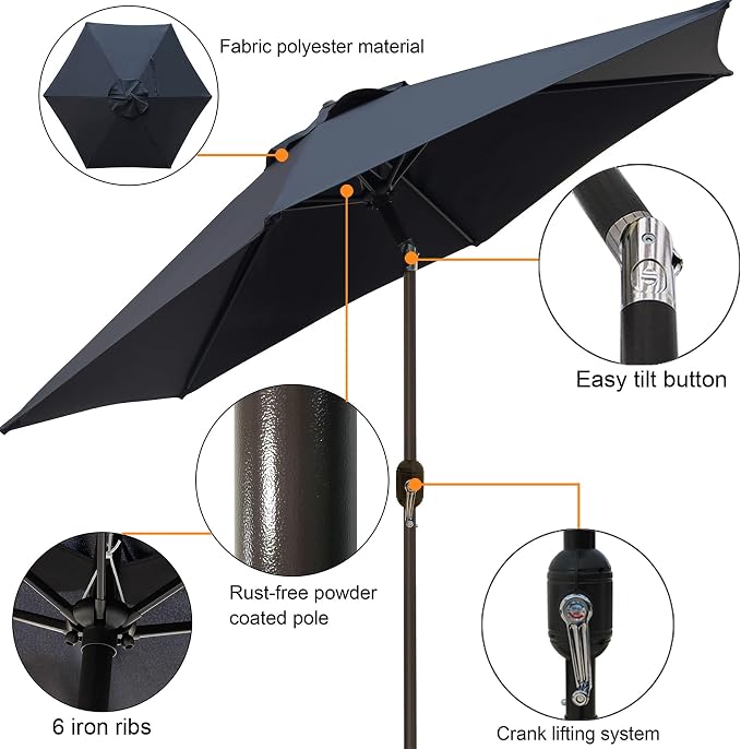 7.5 ft Patio Umbrella, Yard Umbrella, Outdoor Market Umbrella - Image 2