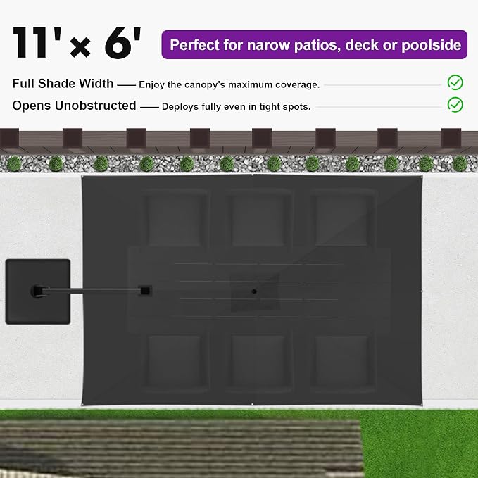PURPLE LEAF Patio Cantilever Umbrell Left-right Tilting 10' X 6.5' Grey | - Image 3
