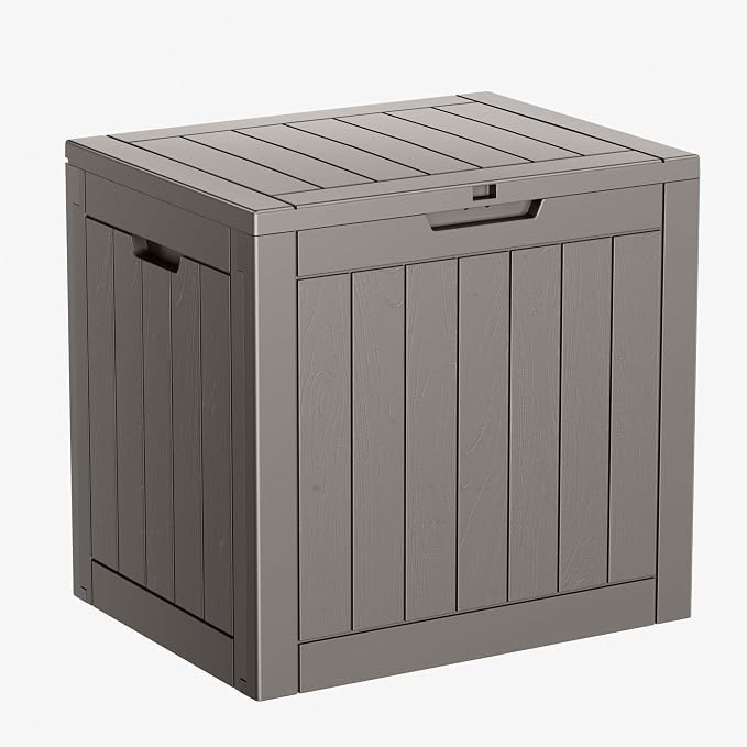 PatioZen 31 Gallon Resin Deck Box, Lockable Patio Outdoor Storage Box by OutdoorLivingPerfected