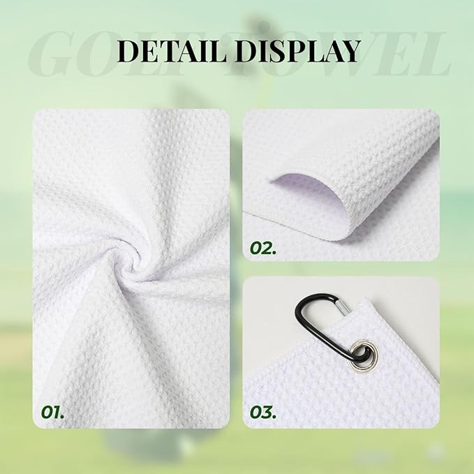 Flower Golf Towel Waffle Microfiber with Hook Detachable Clip 24x16in