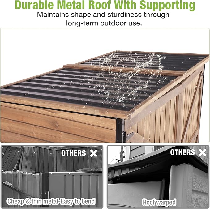 GUTINNEEN Weatherproof Outdoor Trash Can Shed, Outdoor Storage Shed - Image 5
