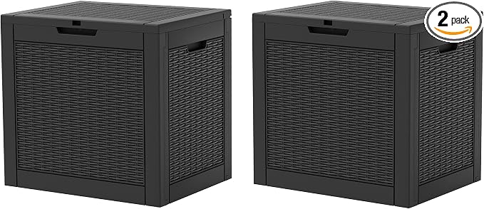 31 Gallon Outdoor Storage Box 2 Pack All-Weather Deck Box by KAMABOKO